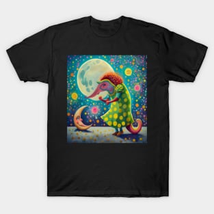 old pangolin dancing on moon T-Shirt